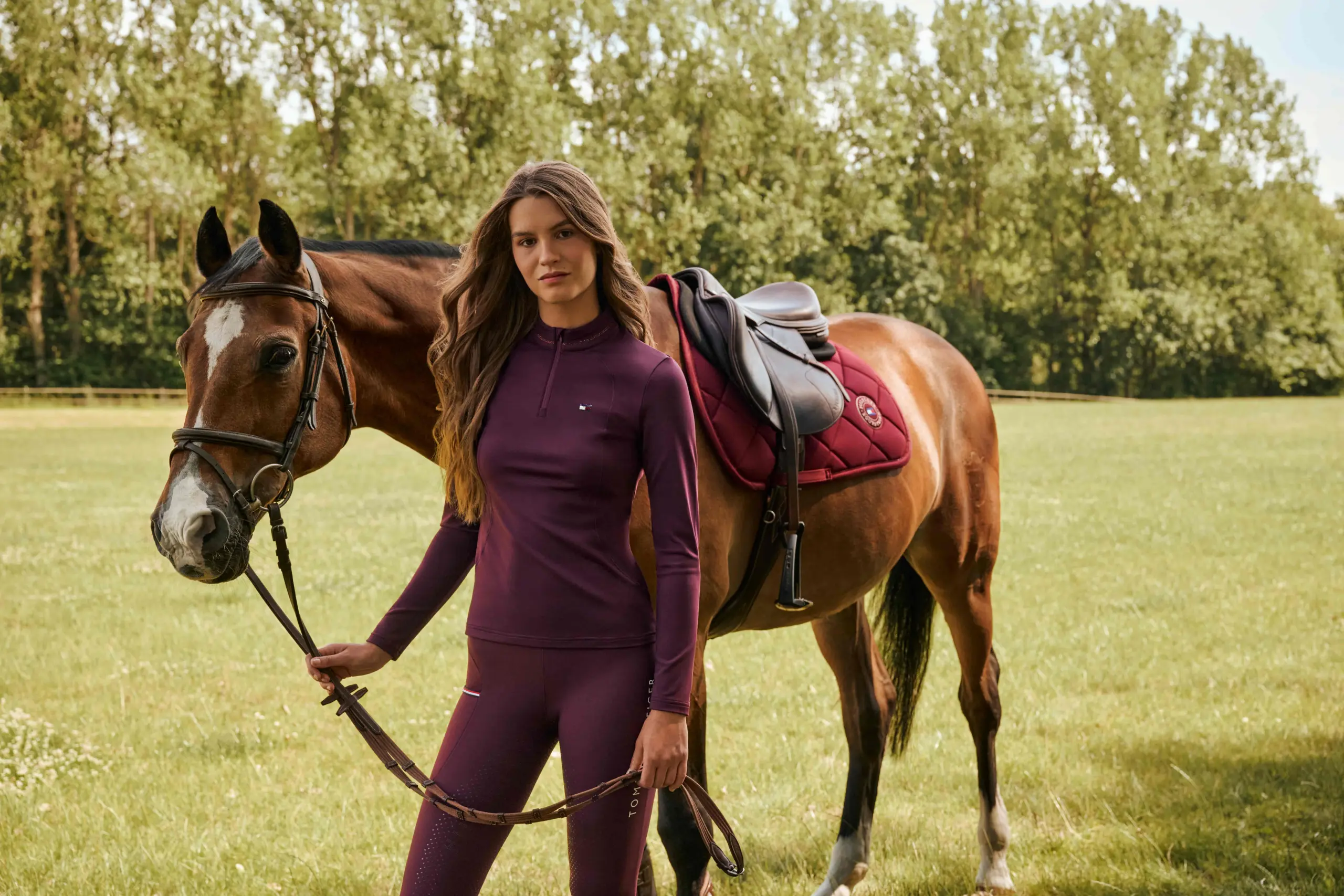 Tommy Hilfiger Equestrian Damen 1/4 Zip Langarmshirt CADY mit Strass